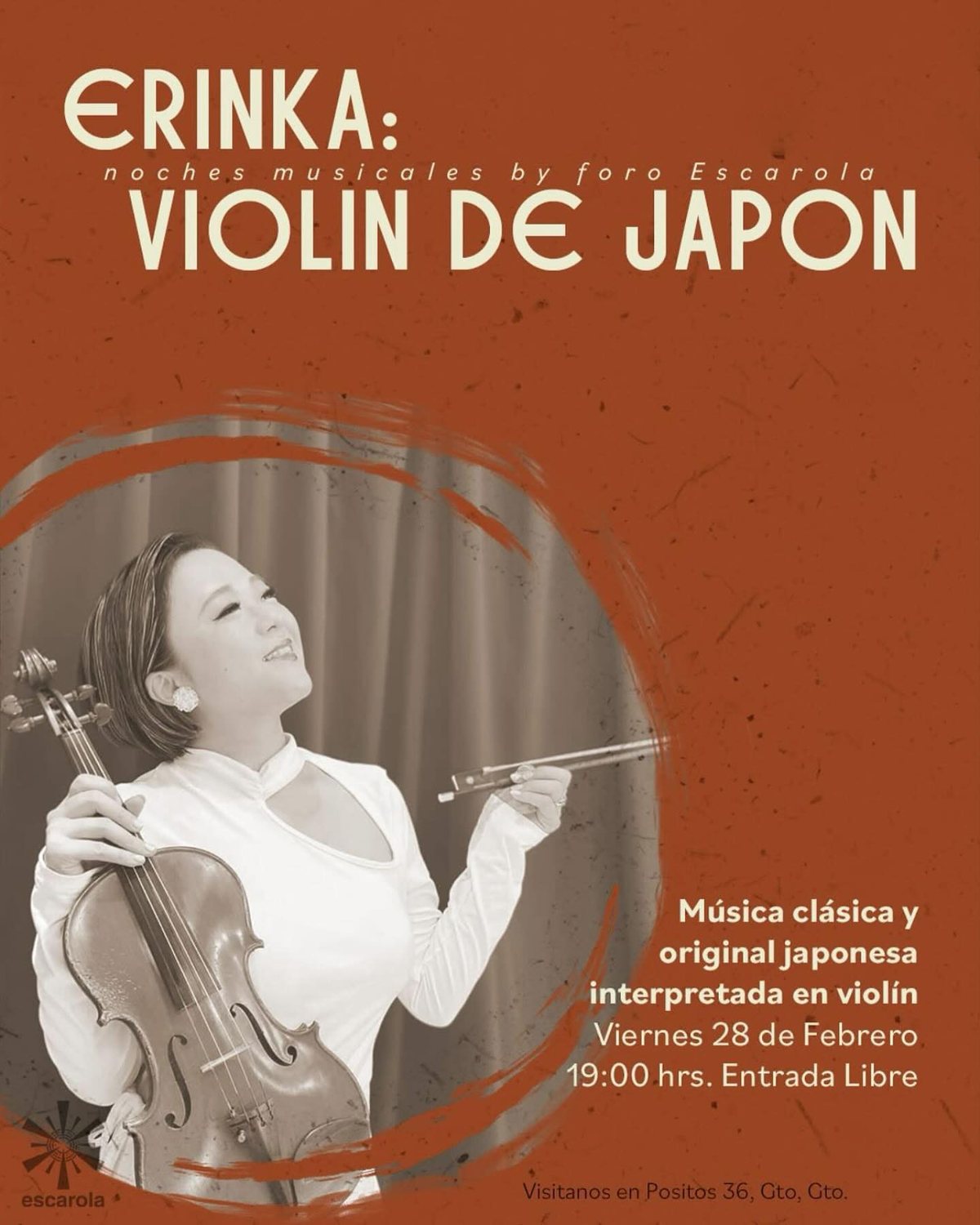 Cartel de ERINKA: Violín de Japón (Noches musicales by Foro Escarola)