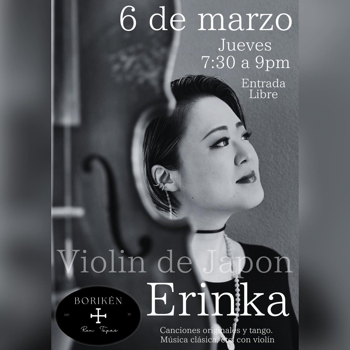 Flyer for Violin live (original songs, tango, classical, etc.)
